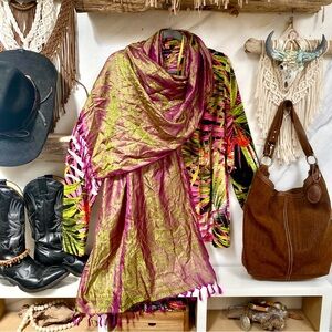 RARE SILK Iridescent changeable SCARF/Wrap w enchanting Gypsy vibe